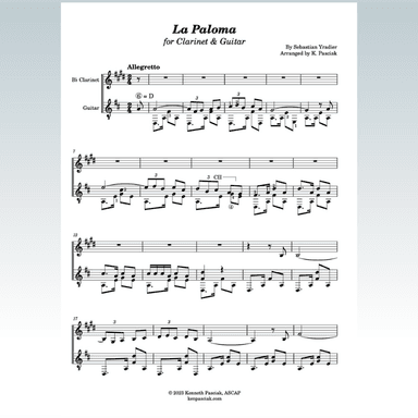 La Paloma (for Clarinet & Guitar) (arr. Kenneth Pasciak)
