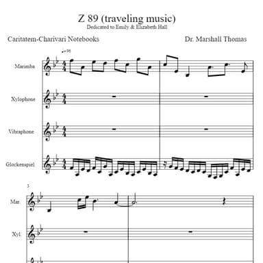 Z 89 (traveling music) for Pitched Percussion