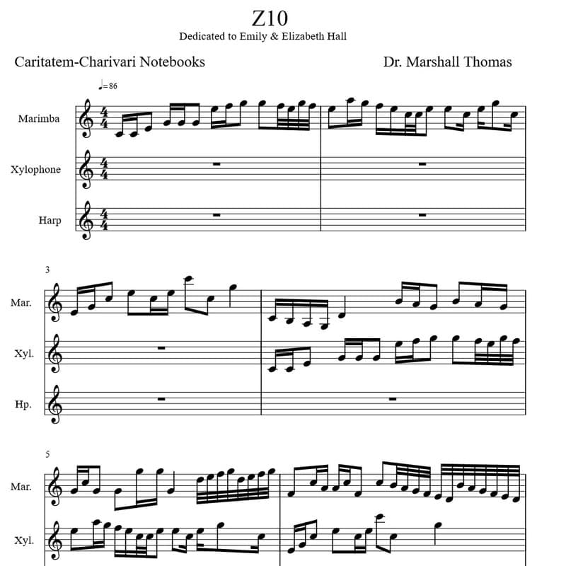 Z 10 for Marimba, Xylophone, Harp