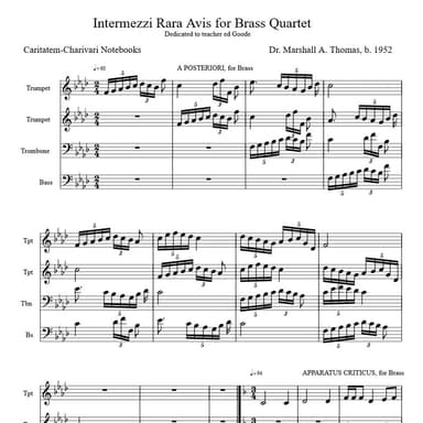 Intermezzi Rara Avis for Brass Quartet