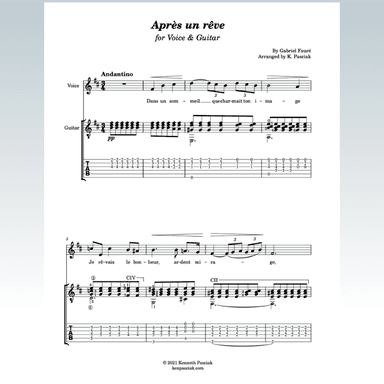 Après un rêve (for Voice and Guitar) (arr. Kenneth Pasciak)