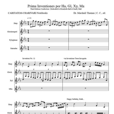 Prima Inventiones por Harp, Glock., Xylophone, Marimba