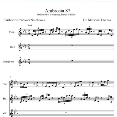 Ambrosia 87 for Violin, Harp, Vibraphone