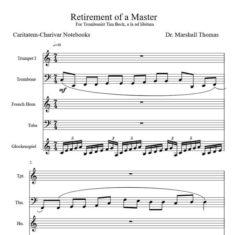 Retirement of a Master for Brass Quintet, Glockenspiel