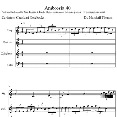 Ambrosia 40 for Harp, 'cello, Percussion...