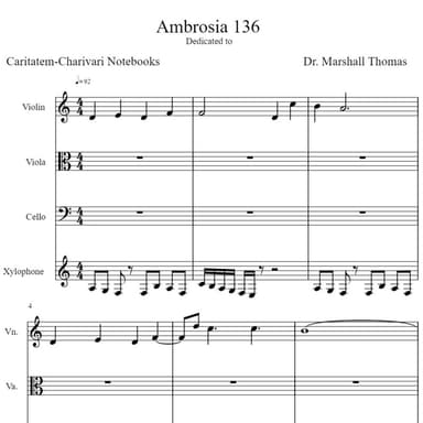Ambrosia 136 for String Trio & Xylophone