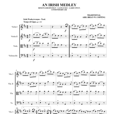 AN IRISH MEDLEY – STRING QUARTET (arr. BRIAN W. COPPING)