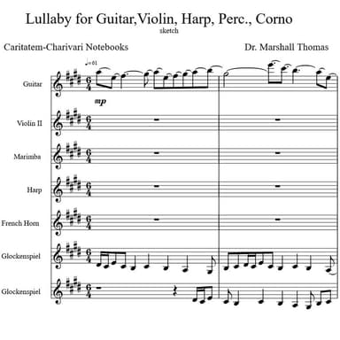 Lullaby for Guitar,Violin, Harp, Perc., Corno
