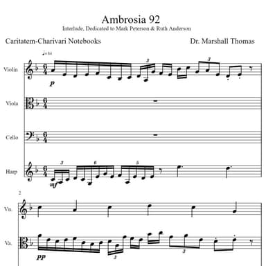Ambrosia 92 for String Trio & Harp