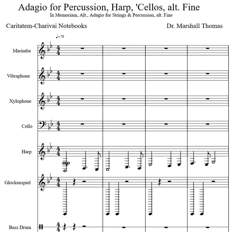 Adagio for Percussion, Harp, 'Cellos, alt. Fine