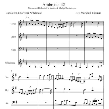 Ambrosia 42 for Violin, Harp, 'cello, Vibraphone