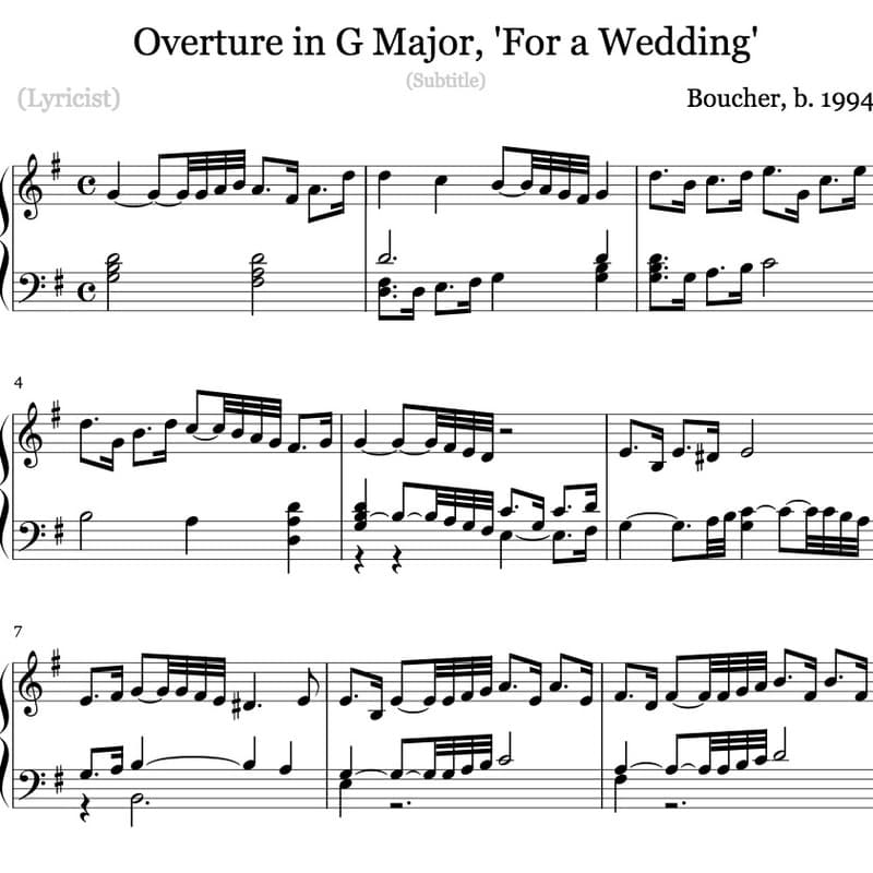 Overture in G Major, 'For a Wedding'
