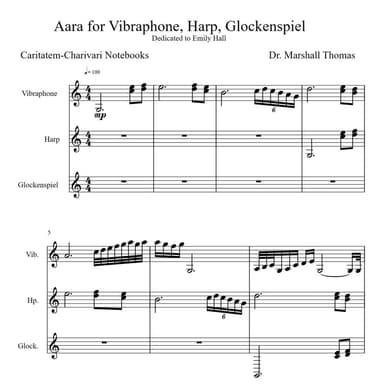 Aara for Vibraphone, Harp, Glockenspiel