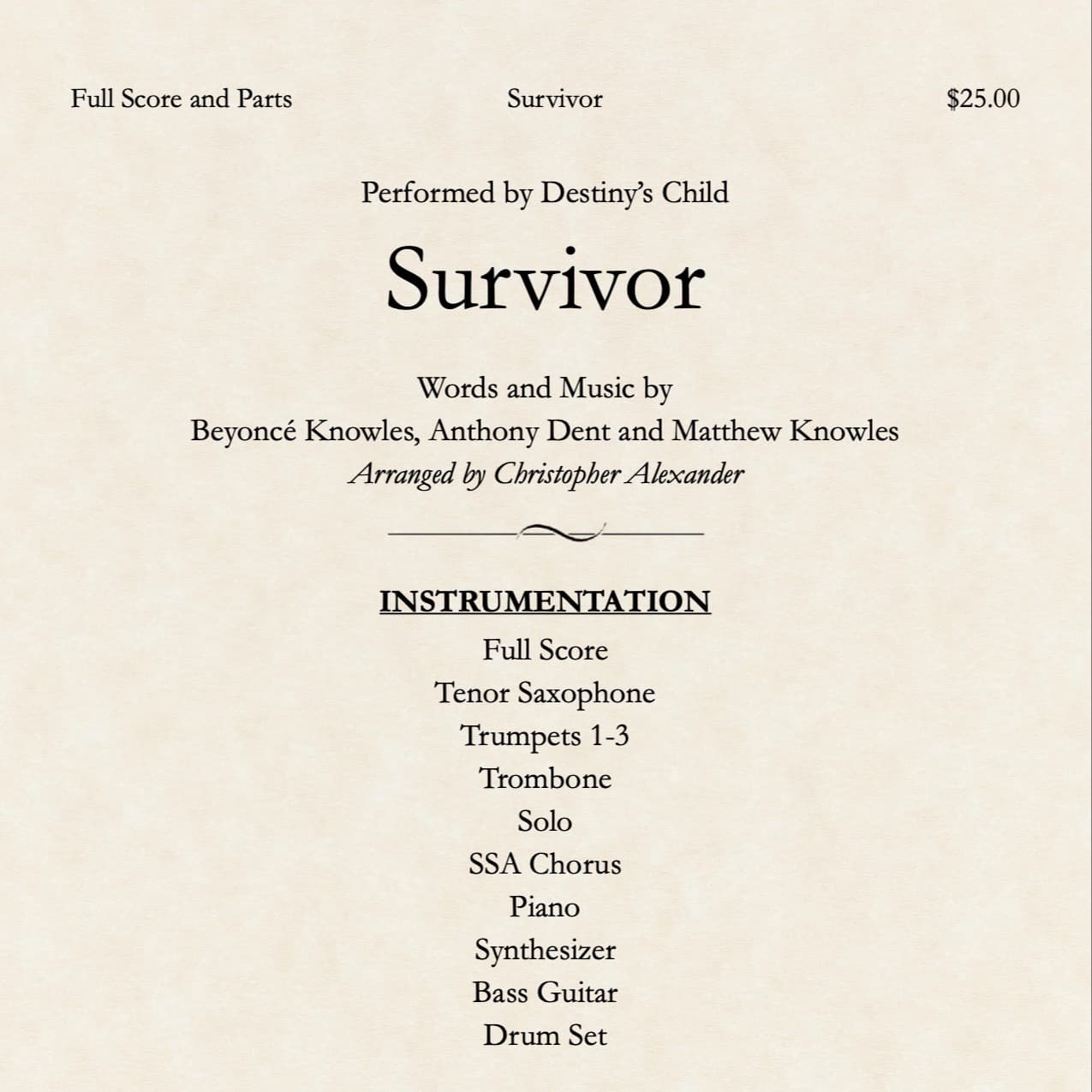 Survivor (arr. Christopher Alexander)
