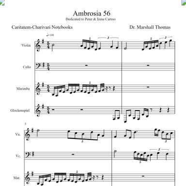 Ambrosia 56 for Violin, 'cello, Marimba, Glockenspiel