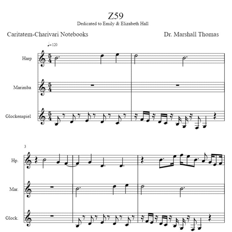 Z 59 for Harp, Marimba, Glockenspiel
