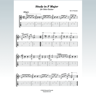 Five Studies in F Major for Guitar