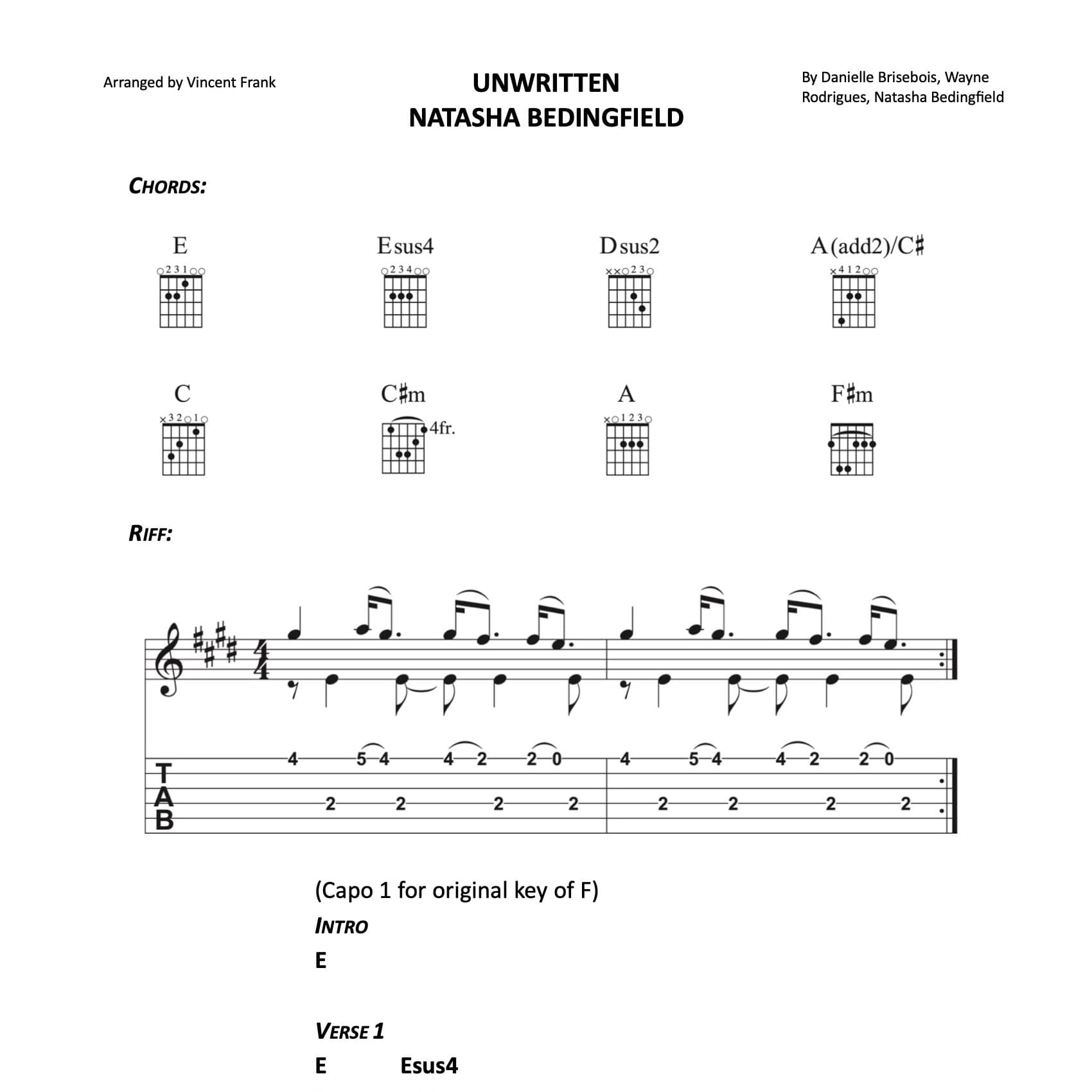 Unwritten (arr. Vincent Frank)