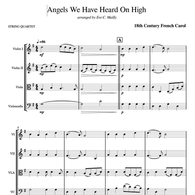 Angels We Have Heard on High - String Quartet (arr. Eve C. Mailly - Zene Strings)