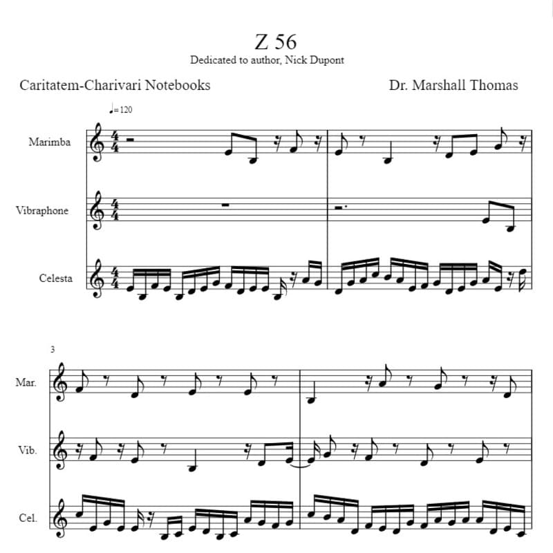 Z 56 for Marimba, Vibraphone, Celesta
