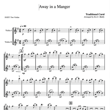 Away in a Manger (Flow Gently Sweet Afton) - Duet for Two Violins (arr. Eve C. Mailly - Zene Strings)