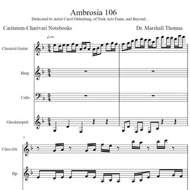 Ambrosia 106 for Guitar, Harp, 'cello, Glockenspiel
