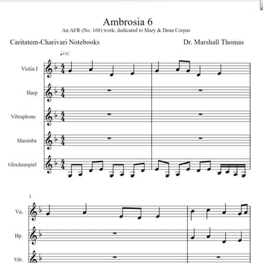 Ambrosia 6 for Violin, Harp, Vibra., Marimba, Glock.