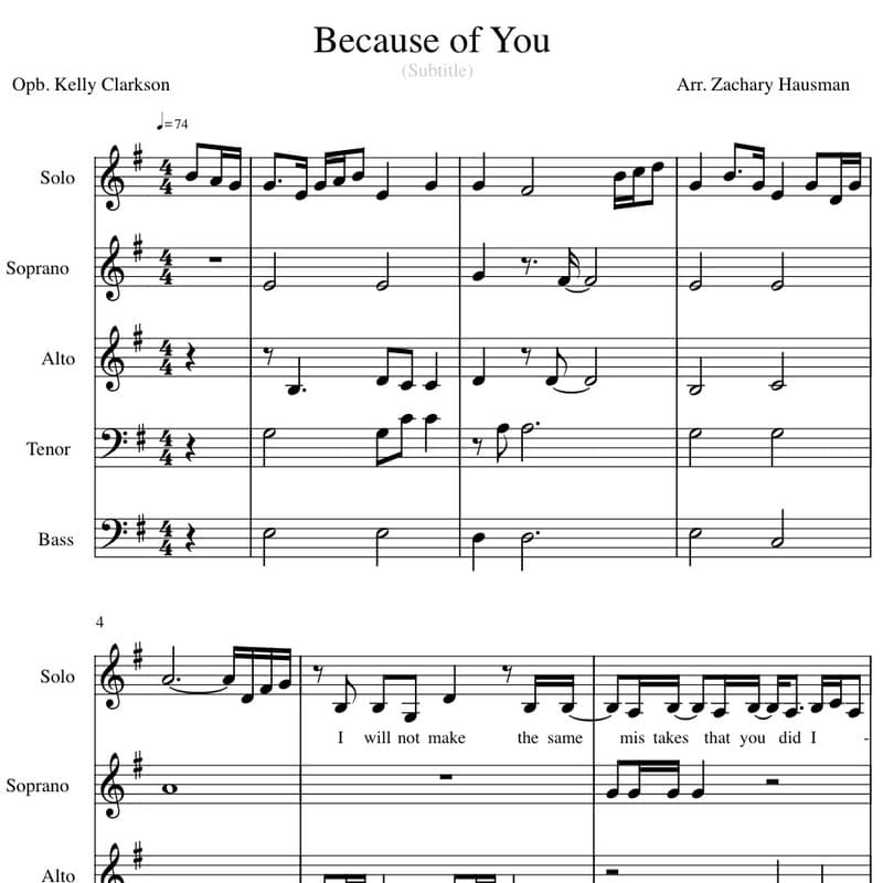 Because Of You (arr. Zachary Hausman)
