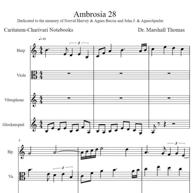 Ambrosia 28 for Harp, Viola, Vibraphone, Glock.