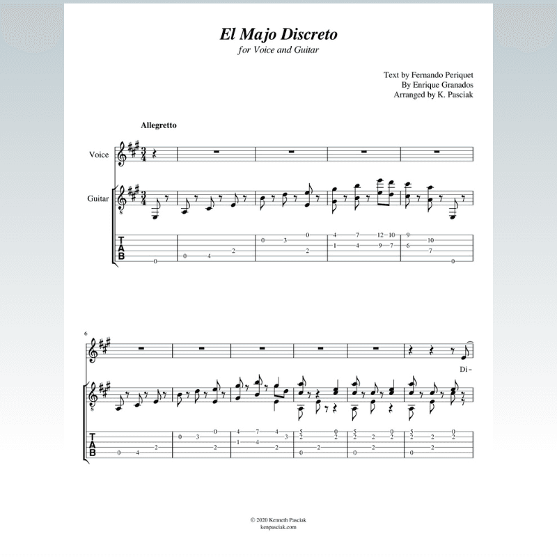 El Majo Discreto (for Voice and Guitar) (arr. Kenneth Pasciak)