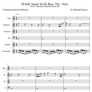 20-fold 'Amen' for Harp Bass Violin + Pitched Percussion