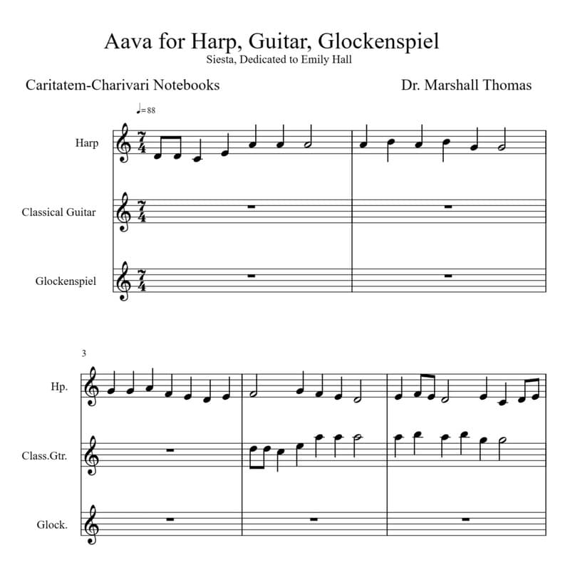 Aava for Harp, Guitar, Glockenspiel