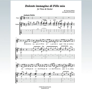 Dolente immagine di Fille mia (for Voice and Guitar) (arr. Kenneth Pasciak)