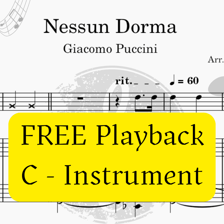 Nessun Dorma (Puccini) + FREE Mp3 Playback + PDF Solo and Piano Parts (arr. Fabio Eduardo de Oliveira)