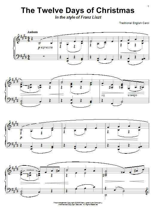 The Twelve Days Of Christmas (in the style of Franz Liszt)