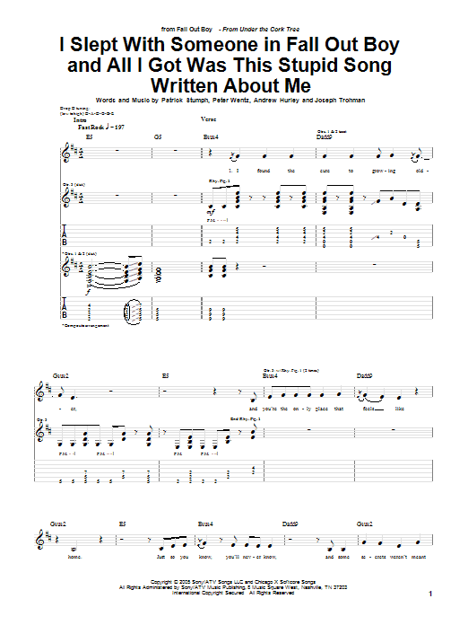 I Slept With Someone In Fall Out Boy And All I Got Was This Stupid Song Written About Me