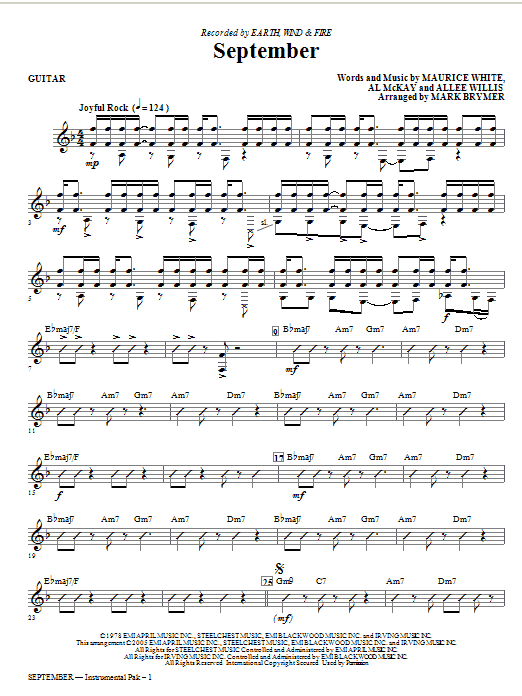 September (arr. Mark Brymer) - Guitar