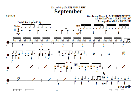 September (arr. Mark Brymer) - Drums