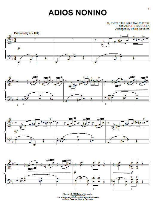 Adios nonino (arr. Phillip Keveren)