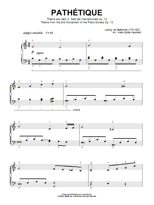 Adagio Cantabile from Sonate Pathetique Op.13, Theme from the Second Movement