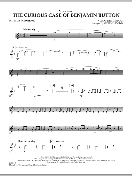 Music from The Curious Case of Benjamin Button - Bb Tenor Saxophone