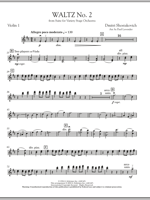 Waltz No. 2 - Violin 1