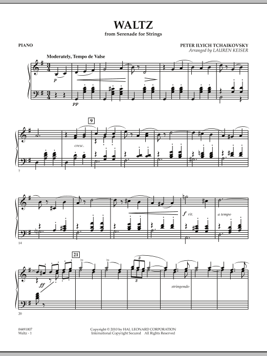 Waltz (from Serenade For Strings) - Piano
