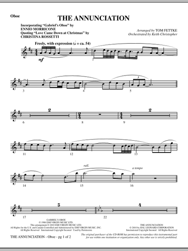 The Annunciation (incorporating Gabriel's Oboe) - Oboe