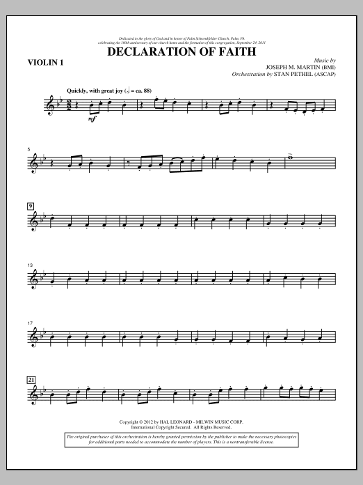 Declaration Of Faith - Violin 1
