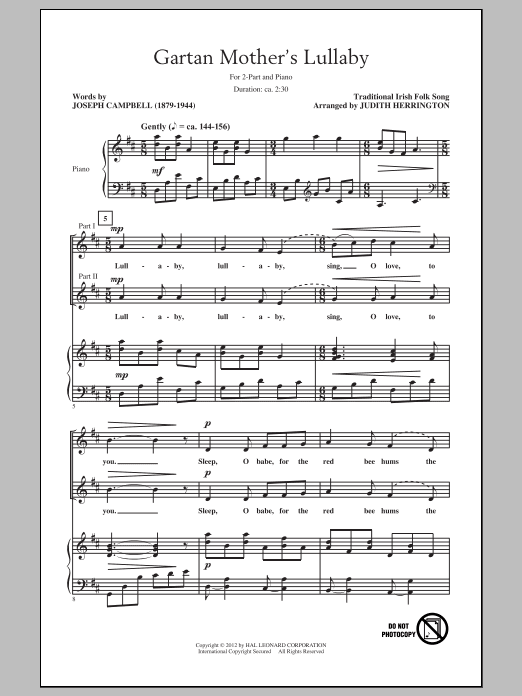 Gartan Mother's Lullaby (arr. Judith Herrington)