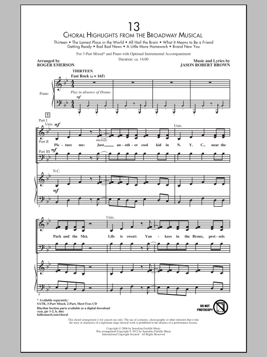 13 (Choral Highlights From The Broadway Musical) (arr. Roger Emerson)