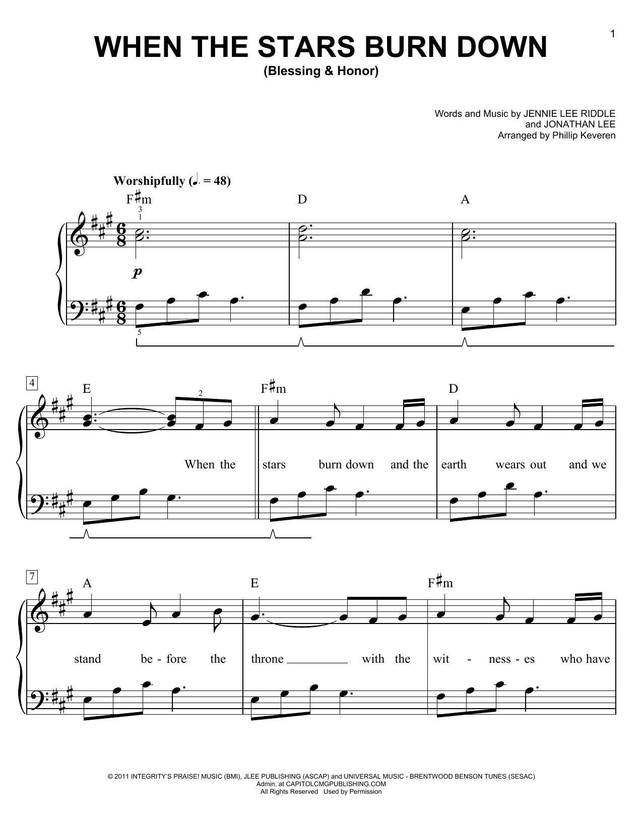 When The Stars Burn Down (Blessing & Honor) (arr. Phillip Keveren)