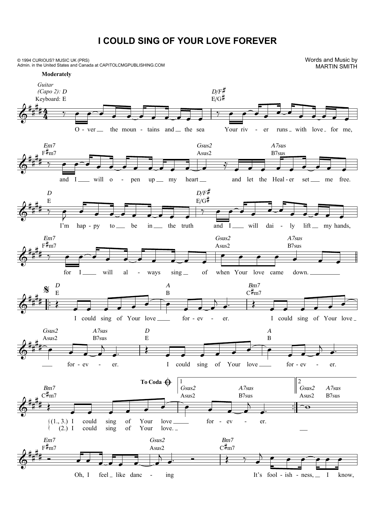 I Could Sing Of Your Love Forever
