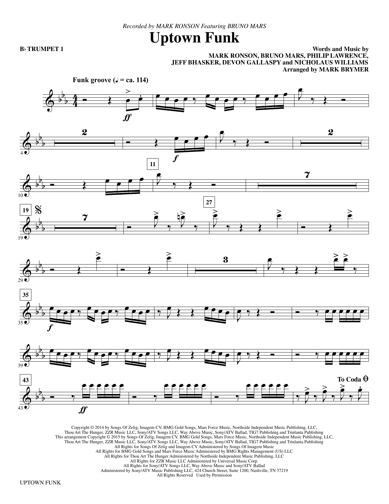 Uptown Funk - Bb Trumpet 1
